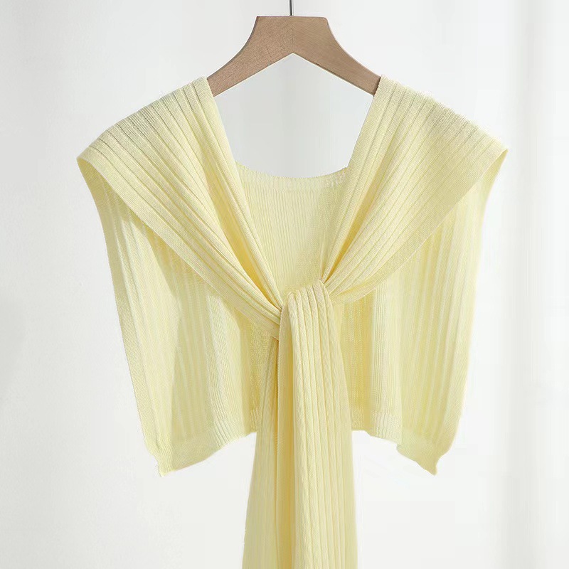 K985 Ice silk knitted outerwear small shawl for women knotted summer air-conditioned room waistcoat versatile thin style outing decorative shoulder