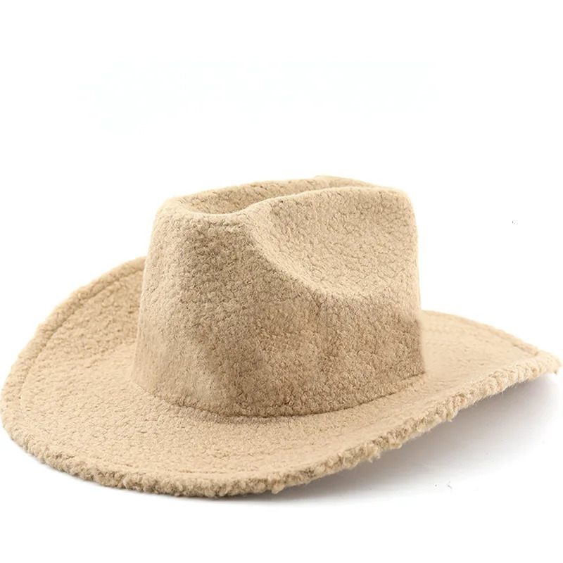 Carnival Party Outdoor Western Cowboy Top Lamb Woolen Hat Warm Autumn And Winter Jazz Hat 250610