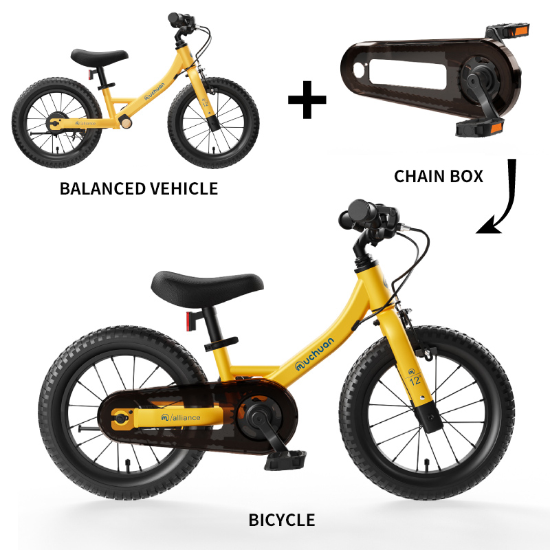 Sturdy Durable 16-Inch 2-in-1 Muchuan Riding Bicycle with Transparent Chain Case - Converts from Balance Bike to Pedal Bike for Ages 2-5
