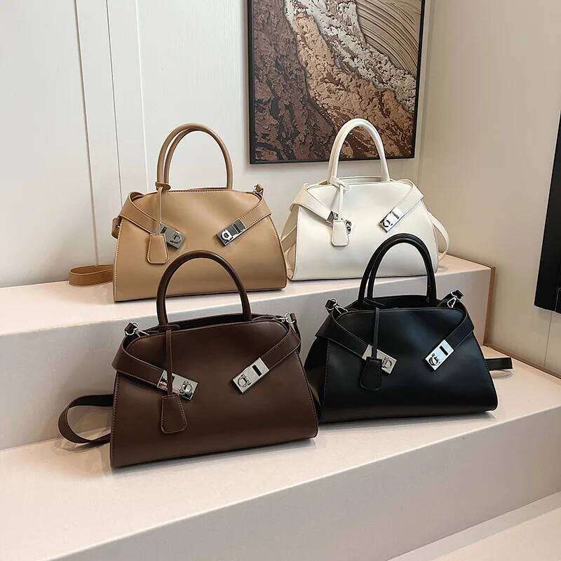 Fashion Large Capacity Women Handbags Designer Chic Lock Shoulder Bags Pu Leather Crossbody Trend Commuter Bag