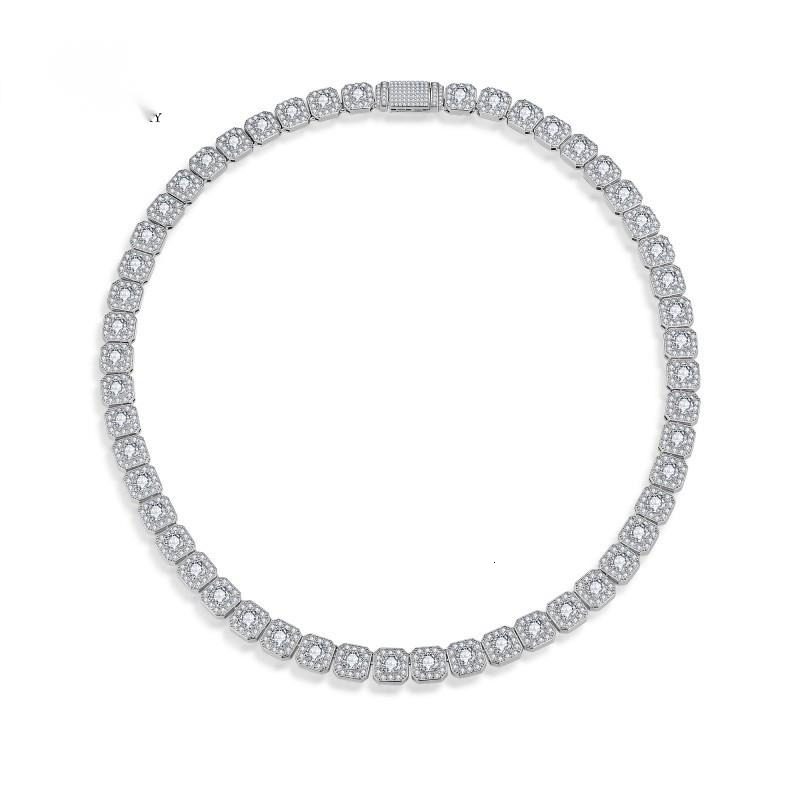 OACOCA Moissanite Chain Hip Hop Jewelry Rock Sugar Chain Moissanite Necklace 925 Silver Chain