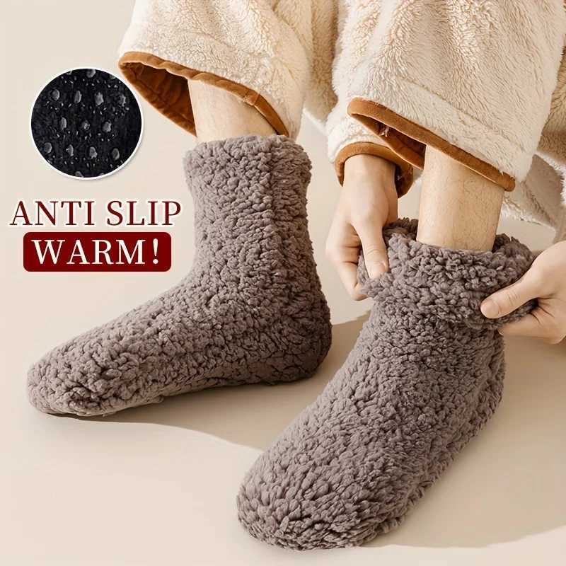 1pair Men Thermal Sleep Sock High Quality Silicone Non-slip Comfortable Women Socks Soft Solid Color Fashion Thickened Floor Sox Z250610