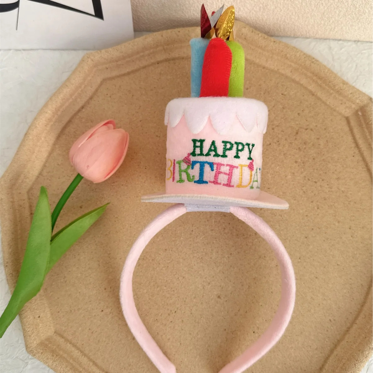 Hair Accessories Birthday Hairband Candle Happy Birthday Korean Style Headband Cake Colorful Women Hair Hoop Headwear 250610