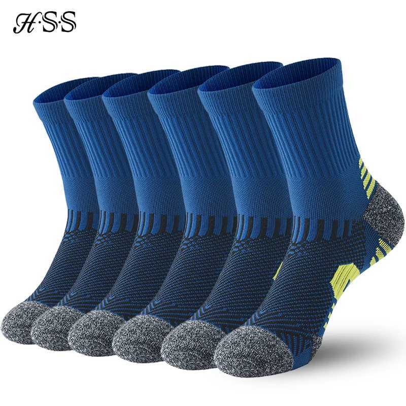 6/5/3 Pairs Mens Athletic Socks Sports Breathable Outdoor Running Compression Socks Cotton Training Long Black Stretch Socks Z250610