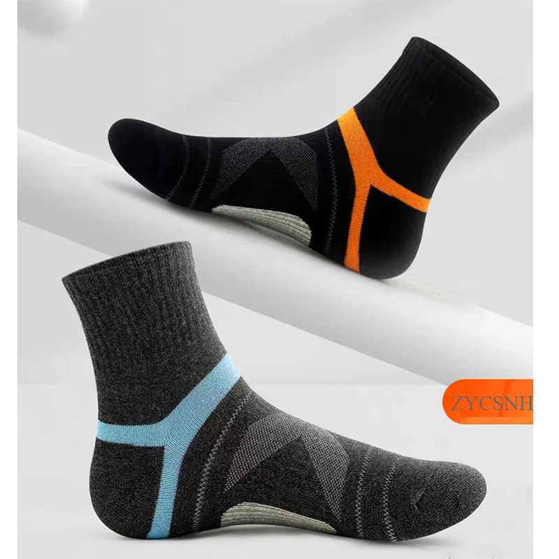 10PCS=5Pair High Quality Cotton New Autumn Mens Socks Running Winter Casual Breathable Active Socks Stripe Sport Socks EUR38-48 Z250610