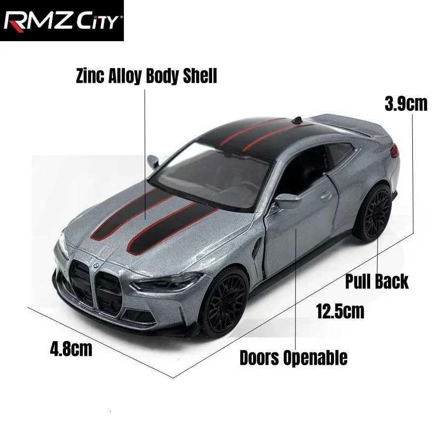 1/36 BMW M4 CSL G82 Sedan Toy Car Miniature Model RMZ CiTY Free Wheels Pull Back Diecast Alloy Collection Gift For Children Boy Z250611