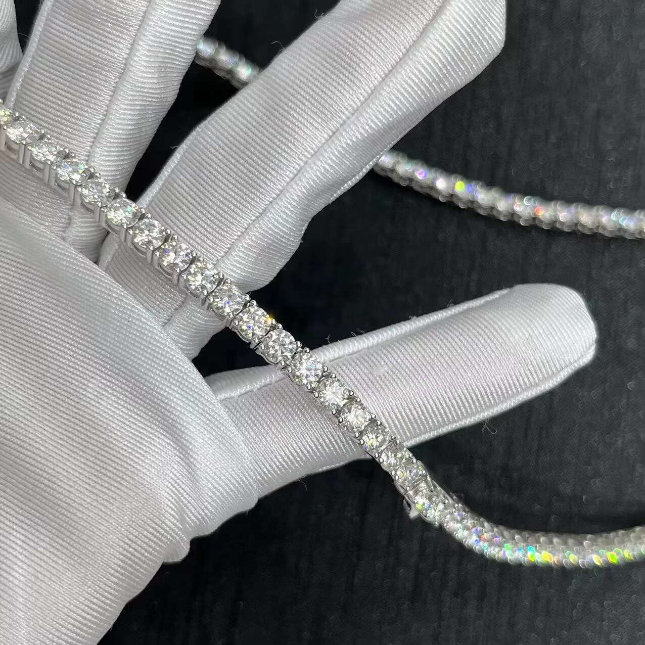 OACOCA Luxury VVS Moissanite Diamond Tennis Chain 4mm 18 Inches Necklace Silver Plated Jewelry Chain