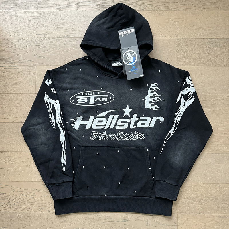 Helles Stared hoodie Men's helllys stars hoodie Designer Hoodies Hellness Stars hoodie Print Hip Hop HS Wash Water Heavy Diamond Set Casual Hoodies bb5
