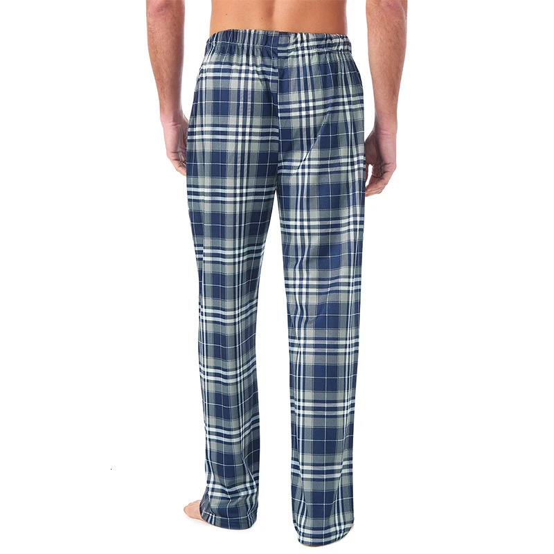 Mens Home Pants Cotton Flannel Autumn Winter Warm Sleep Bottoms Male Plus Size Plaid Print Sleepwear Pajama For Men 250610