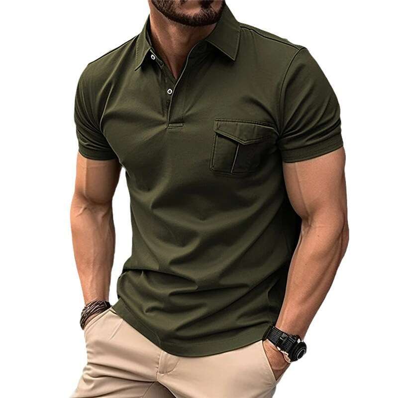 Autumn New With Pocket Men's Sports Polo Shirt B5