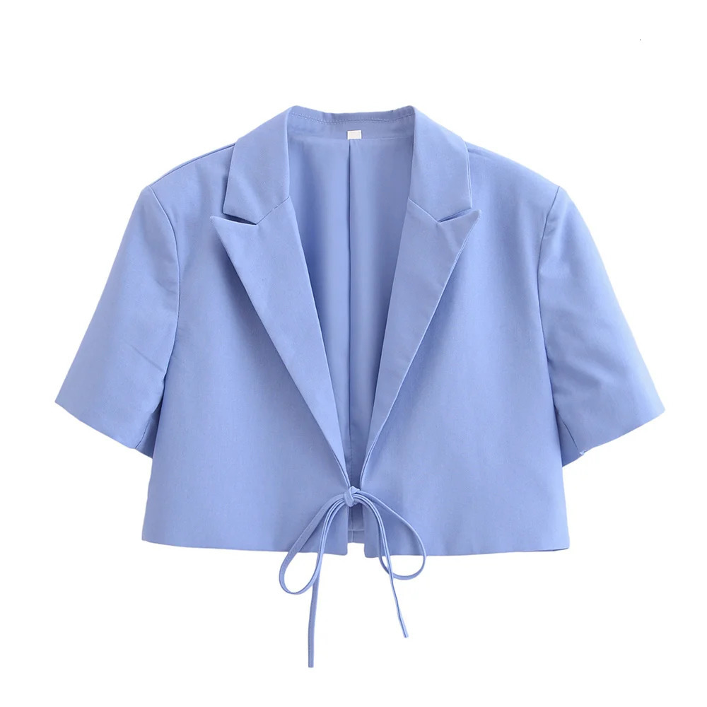 BMURHMZA Summer Product Womens Clothing Style Fashion Collar Short Sleeve Bow Decoration Suit Coat 250610