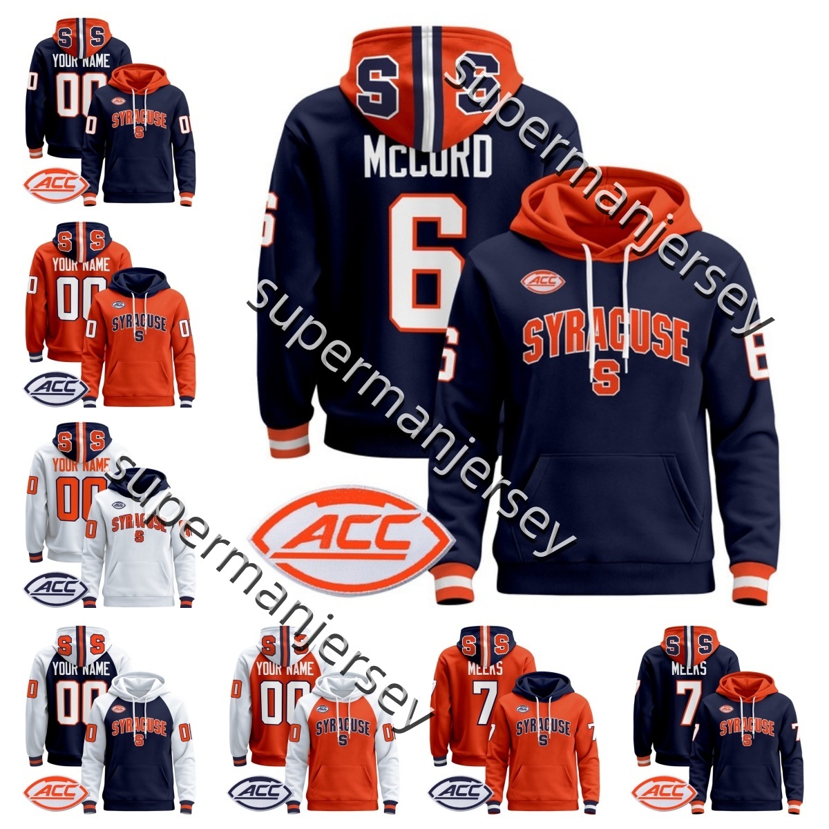 Custom Syracuse Orange College Football Jersey 6 Kyle Mccord Orange All Cucited Lequint Allen Jackson Meeks Justin Barron Jim Brown Ernie Davis Mess-image