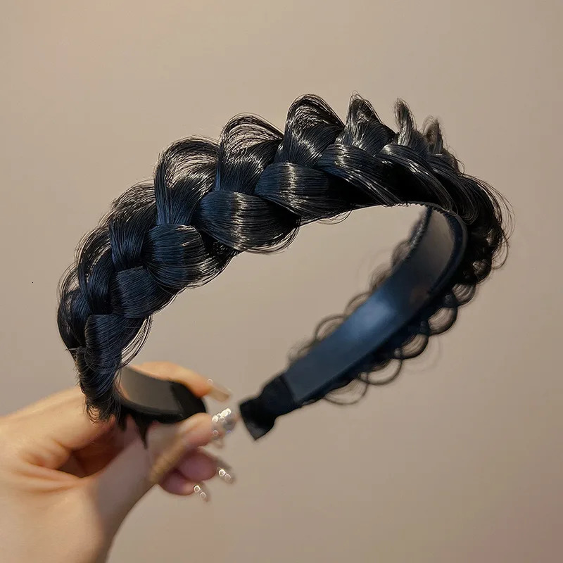 Lazy Wig Twist Headbands For Women Wide Fishbone Braids Hairbands Handmade Retro Head Hoop Hair Styling Headwear Accessories 250610
