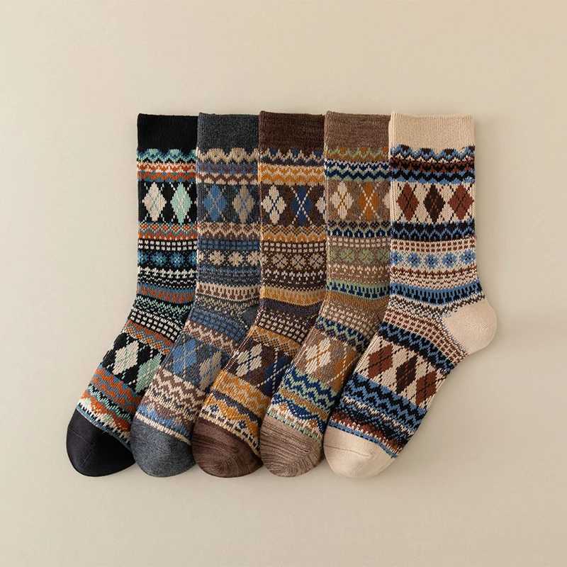 Mens Dress SocksCotton Crew SocksBreathable and sweat-absorbing Funky Colorful Pattern Crew Socks Z250610