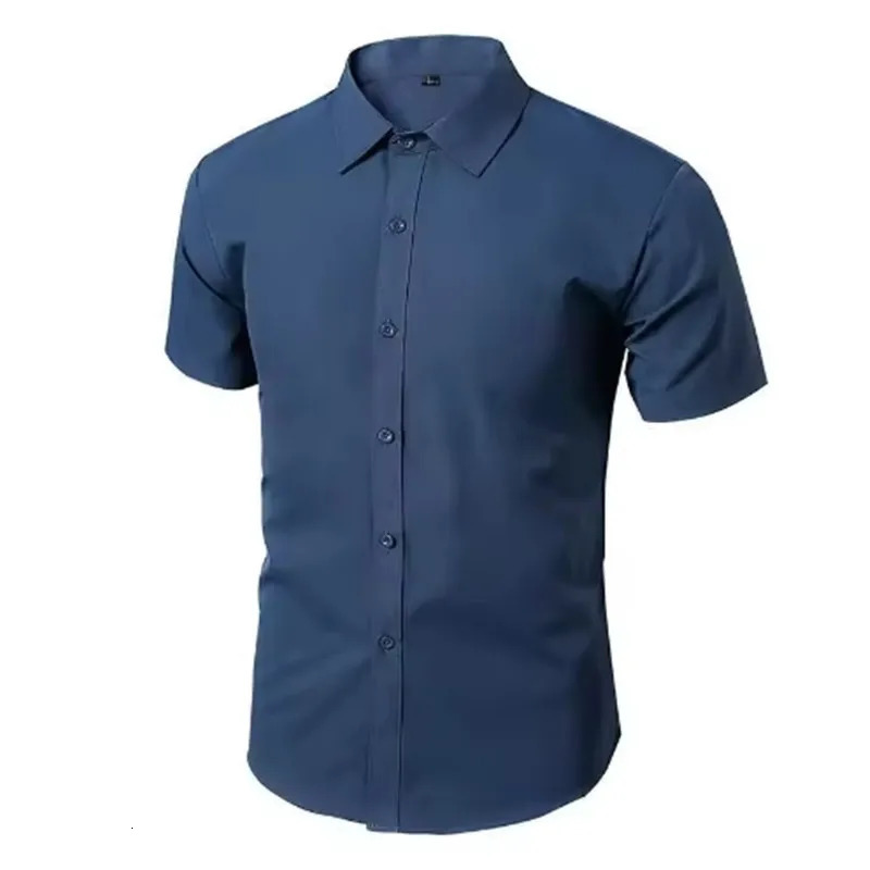 Quality Men Shirt Short sleeve Summer Anti-wrinkle Non-ironing Slim Fashion Casual Business Office White-Black-Wine Red 250611