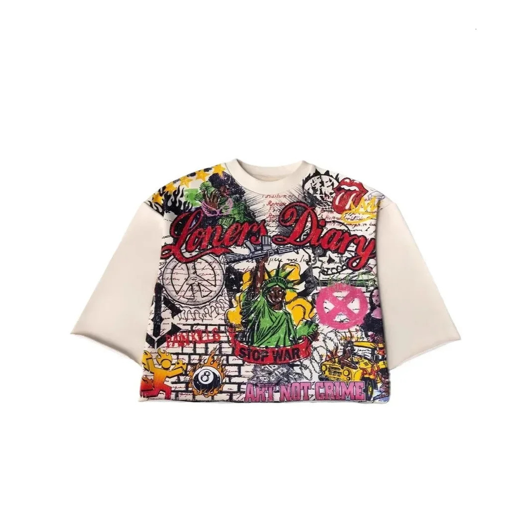 Streetwear Y2k T Shirt Trend Hip Hop Graffiti Large Graphic Print Shirt Harajuku Retro Oversized Loose T Shirt Tops 250611