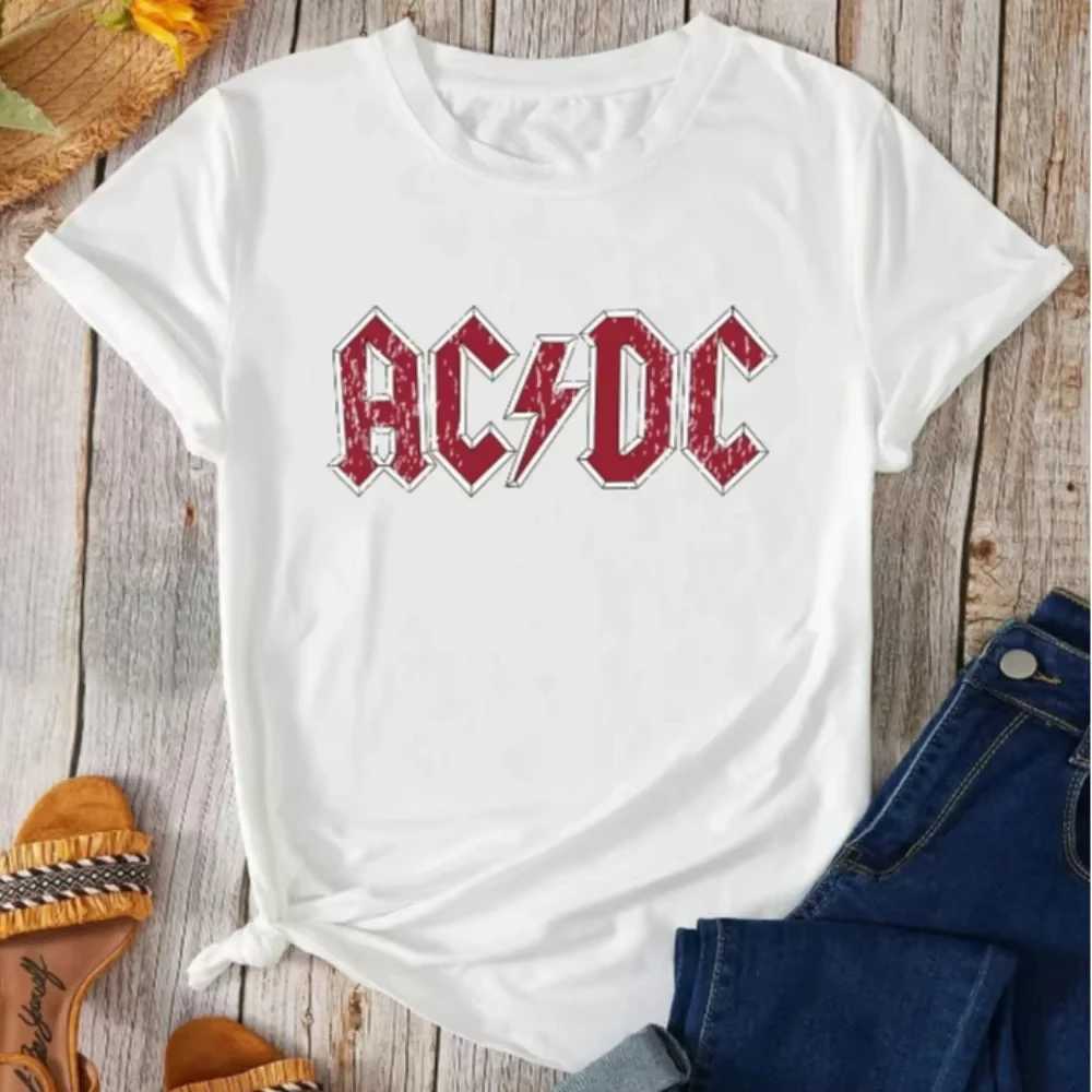 New Arrival Summer Women Cotton T-Shirt Rock Band Graphic Clothing Men Fashion Letter ACDC Printing Tops Tees Female Casual Streetwear Z250611