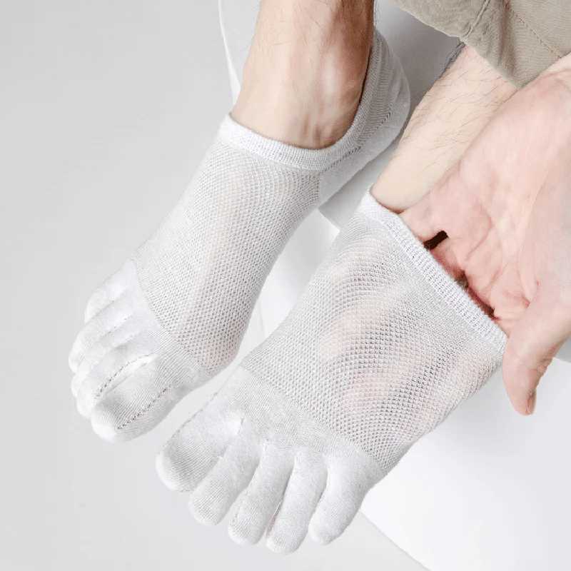 3 Pairs/lot Mens Socks Fashion Casual Soft Breathable Finger Boat Sock High Quality Mesh Casual Socks for Men Sweat-absorbing Z250610