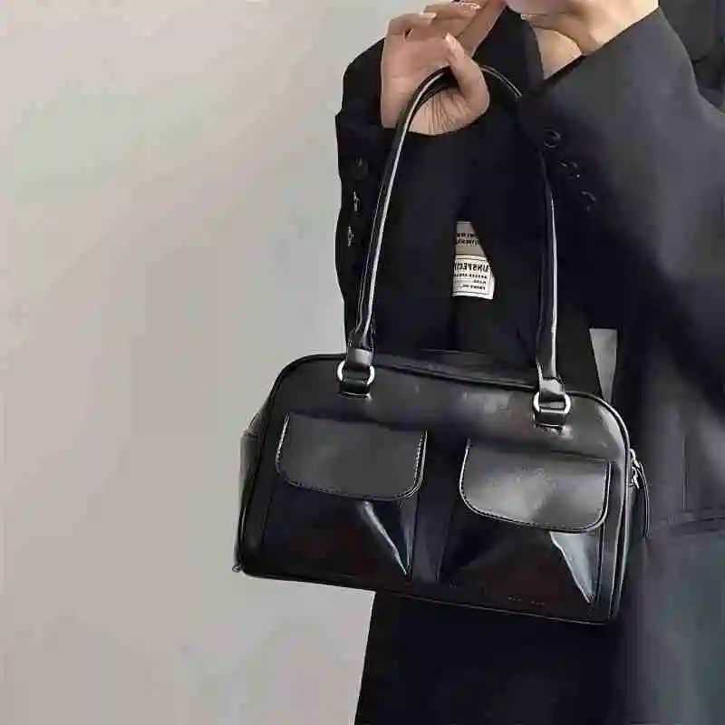 Vintage Women Business Shoulder Bags Simple Ladies Commute Tote Bag Pu Leather Female Underarm Bag Burgundy Large Handbags Purse XJ250610