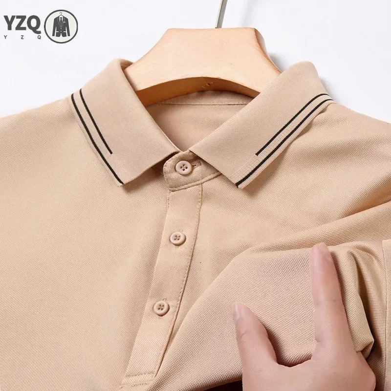 Mens Solid Color Cotton Business and Leisure POLO Shirt Summer Fashion Short Sleeve Comfortable Breathable Top 250610