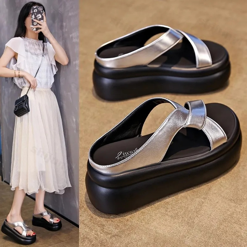 Womens Beach Sandals Thick Bottom Soft Sole Dress Fashionable Summer Platform Outdoor Slippers Womens Sandals 250609