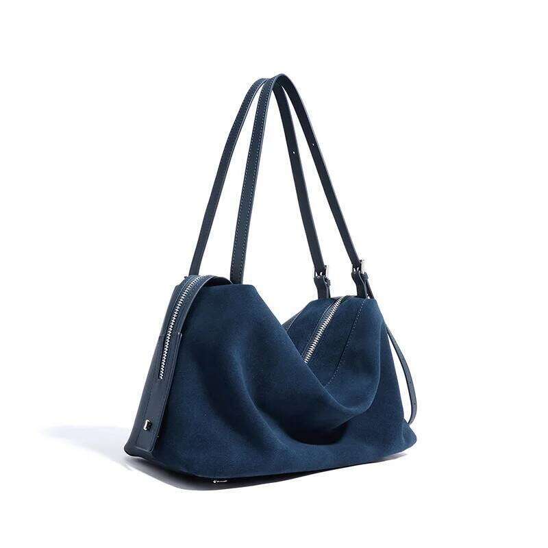 Super Soft Matte Leather Brand Women's High-End Designer New Pillow Purple Shoulder Commuter Underarm Bowling Bag