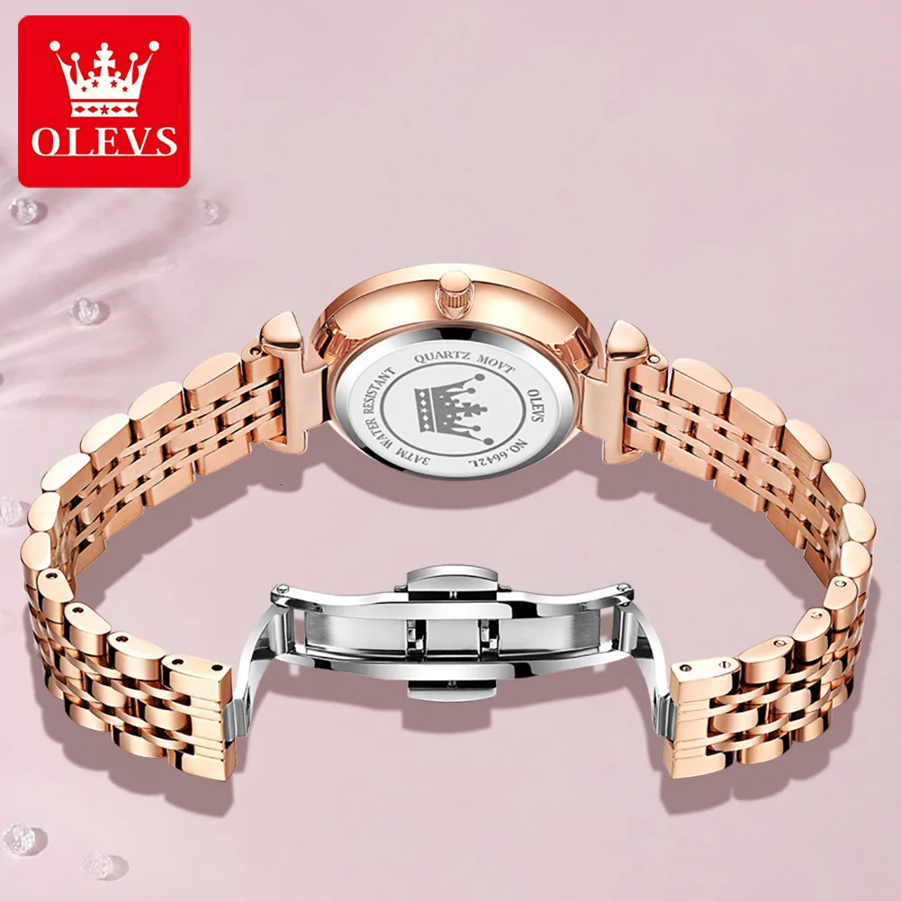 OLEVS Jewel Quartz Women Watches Waterproof Stainless Steel Strap Watch For Lady Fashion Original Clock Diamond Mirror 250606