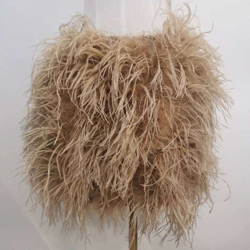 100% Natural Hair Short Length 38Cm Women's Real Ostrich Fur Mini Skirt Sexy Party Dance Costumes Customizable