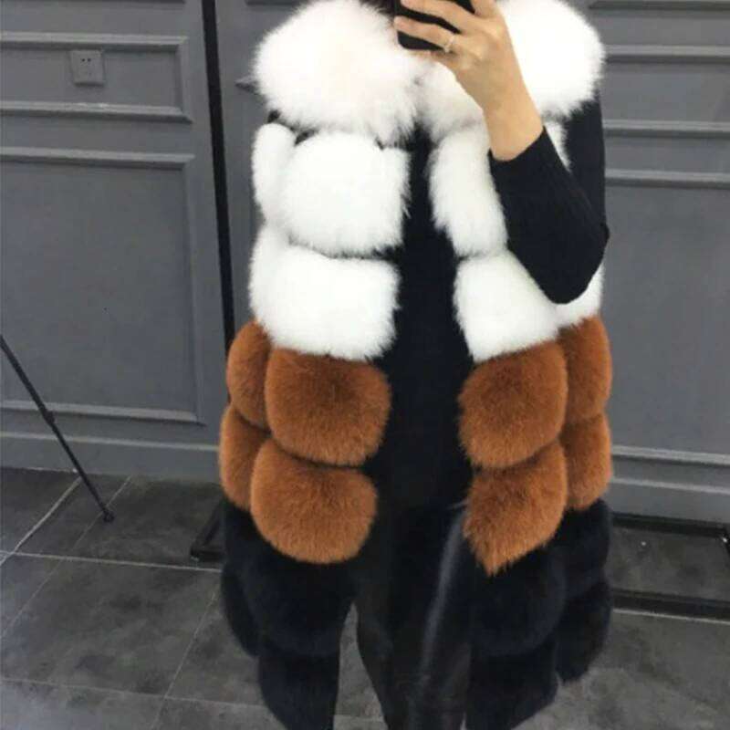 FANPUGUIZHEN-Faux Fox Vest for Women, Thick Warm Long Fur Coat, Female Fashion, Autumn, Winter, High Quality