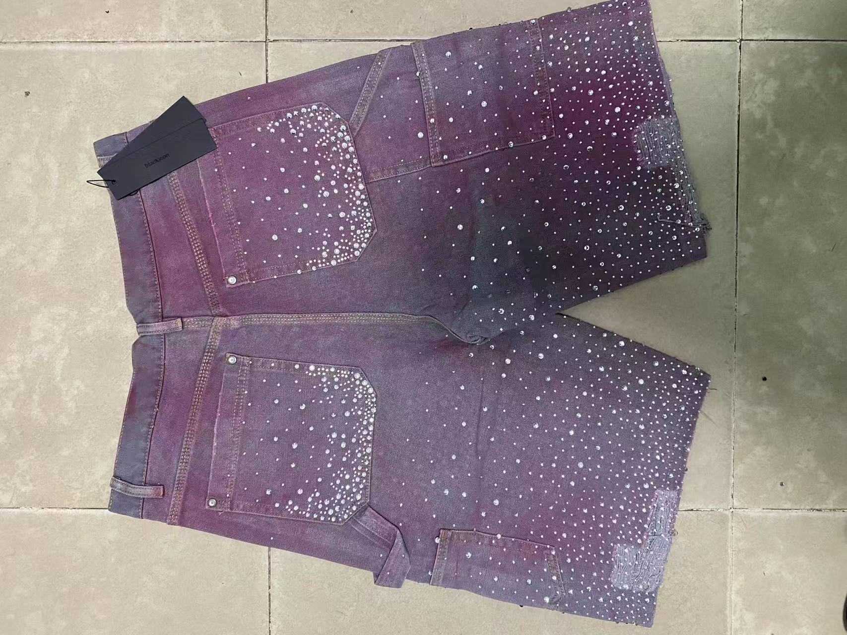 Harajuku Hip Hop Strtwear Y2K American trend Sequin Denim Shorts couples Jeans Baggy Denim Gym Shorts Casual new summerShorts X250403