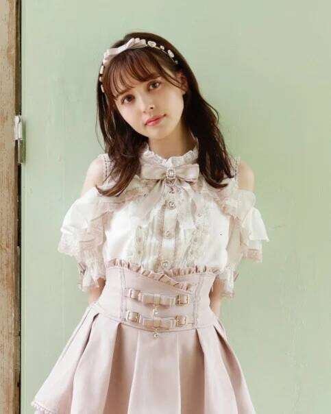 Japanese Mine Style Sweet Off-Shoulder Ruffle Color-Blocking Bow Shirt Short Sleeve Lace Blouses Women Blusas Top