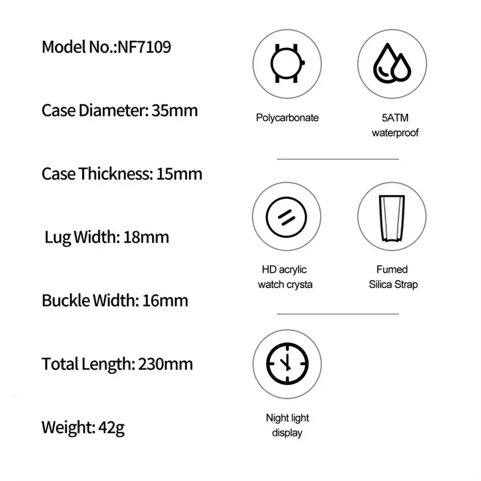 NAVIFORCE Top Womens Watch Outdoor Sports Waterproof Watches Dual Time Display Quartz Wristwatches Rubber Digital Clock 250606