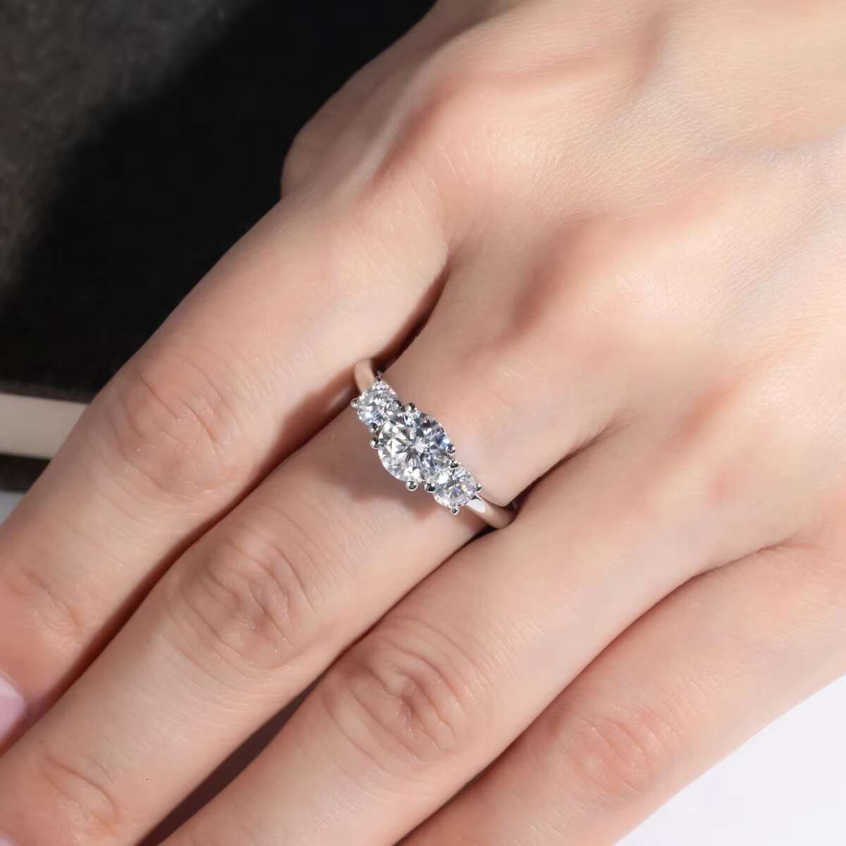 1.6ct Moissanite Engagement Ring - D Color 925 Sterling Silver Promise Wedding Ring for Women - Fine Jewelry Wholesale