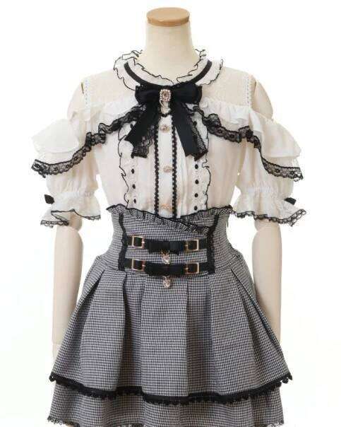 Japanese Mine Style Sweet Off-Shoulder Ruffle Color-Blocking Bow Shirt Short Sleeve Lace Blouses Women Blusas Top