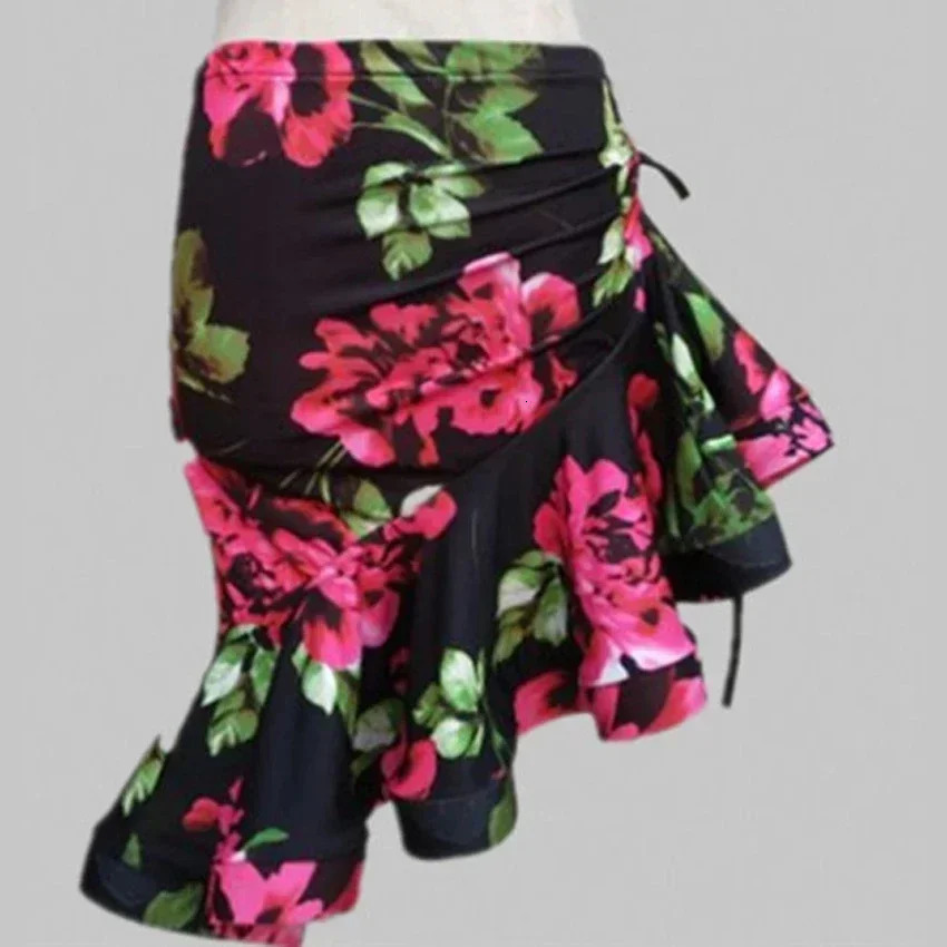 Leopard Print Women Classic Latin Dance Costumes Asymmetrical Ruffle Mermaid Skirt Lady Salsa Chacha Tango Rumba Dress 250611