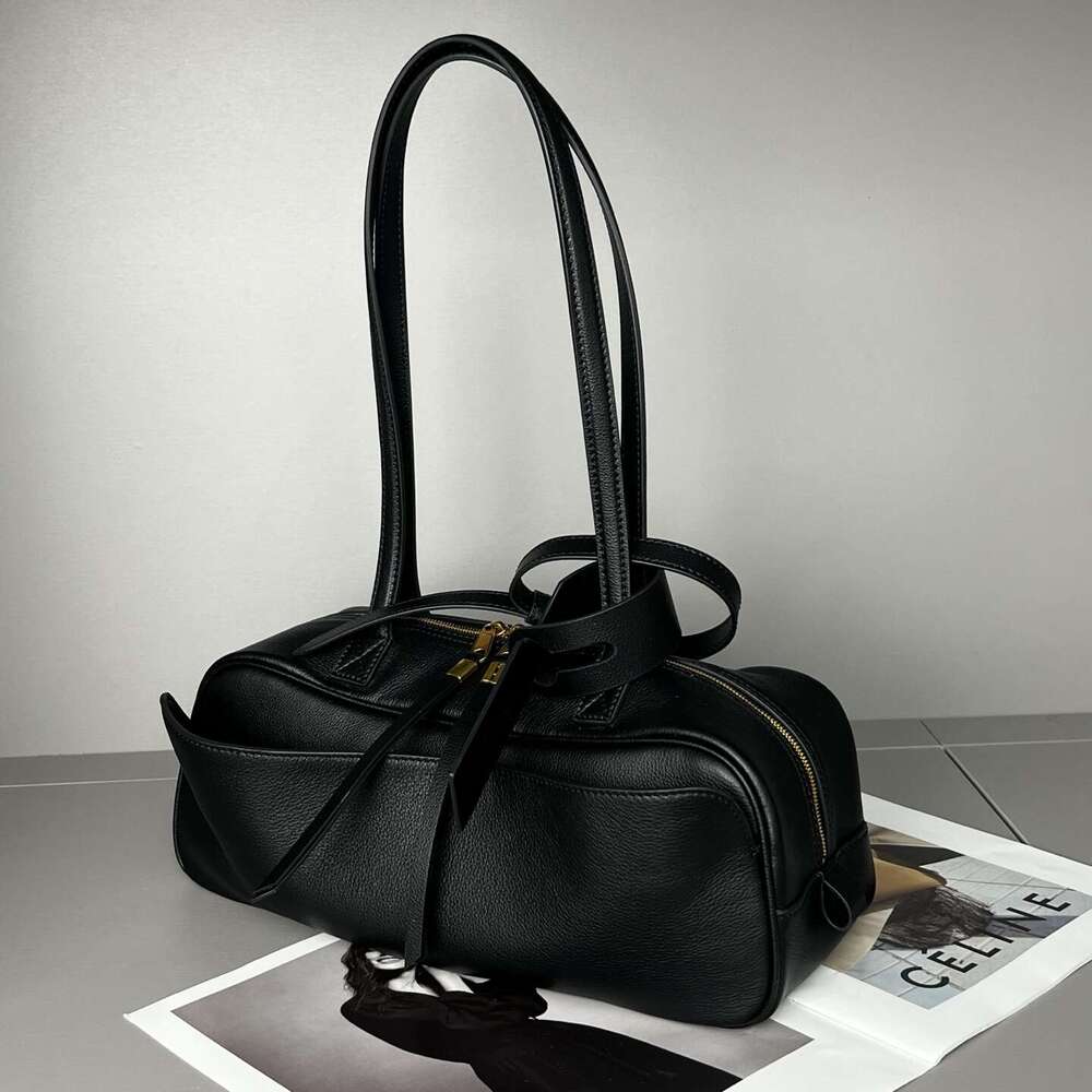 New Bowling Relaxed Feel Top Layer Cowhide Soft Large Capacity Shoulder Underarm Bag