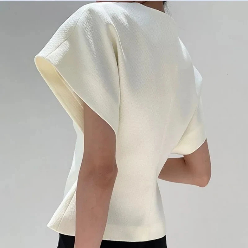 French Suit Drop Shoulder Sleeve Vest Top One Button Waist Slim Vintage Women Blazer Sleeveless Jacket 250610