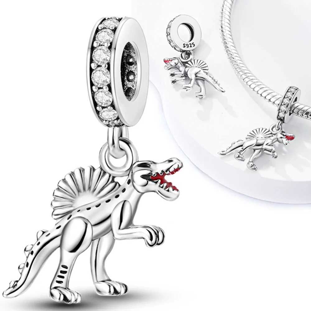 925 Sterling Silver Animal Dinosaur Lion Wolf Tiger Rabbit Pendant Fit Charm Original Bracelet DIY Fine Jewelry Making for Women XJ250611