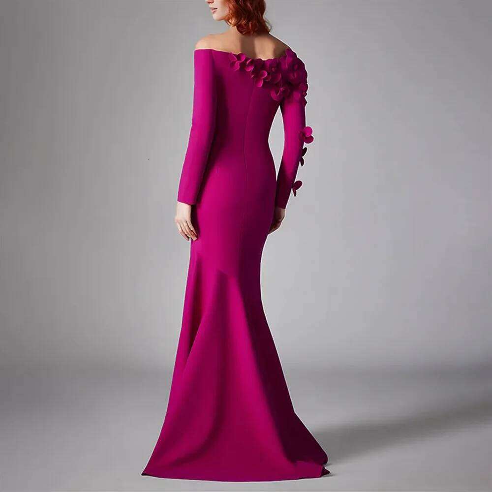 Prom Dresses 2025 V Neck Mermaid Birthday For Dubai Formal Elegant Wedding Evening Dress with Handmand Flowers Customized