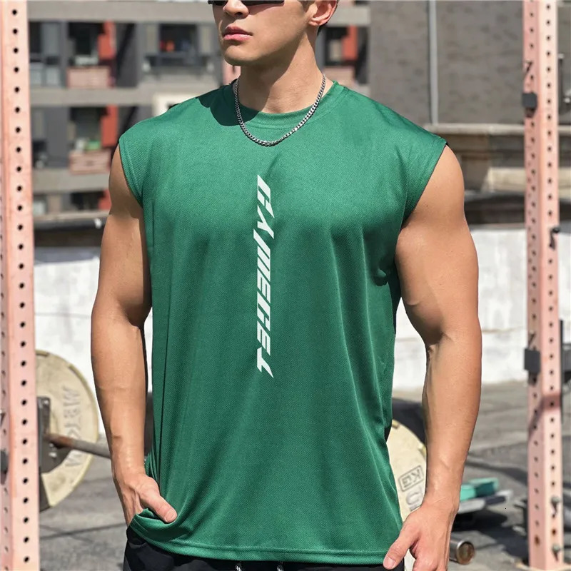 Mens Gym Tank top Man Fitness Sleeveless Shirt Male Mesh Breathable Sports Vest Undershirt Gyms Running Men 250609