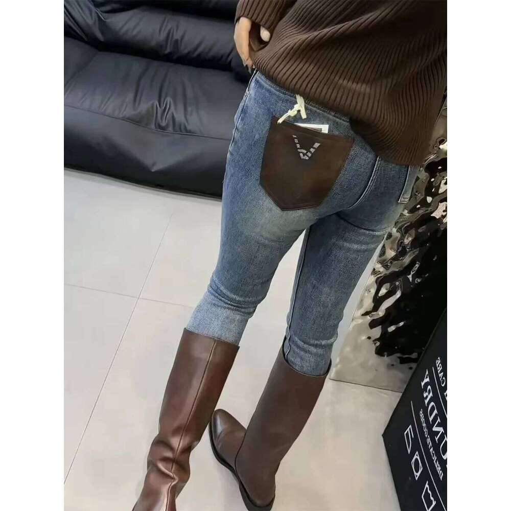 Pile Thickened Pencil Soft Jeans Women's Autumn Winter 2024 New Plus Size Fat Mm Stretch Slim Leg Pants