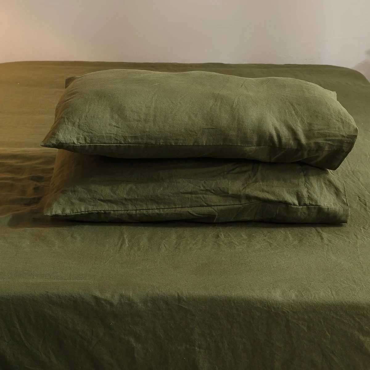 Bed Sheet Set 4 Piece 100% Pure Linen Bedding 1 Flat Sheet 1 Deep Pocket Fitted Sheet 2 cases Flax Sheets Set Bedding Set Y250611