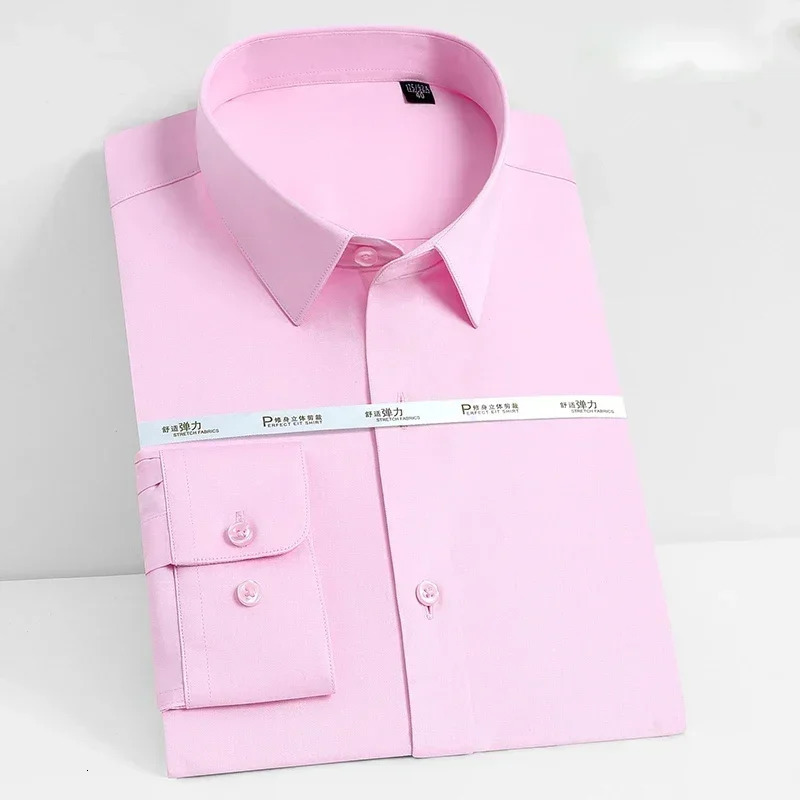 in shirt Bamboo Fiber elastic long-sleeve shirts for men slim fit formal plain shirt solid color Office business clothes 250611