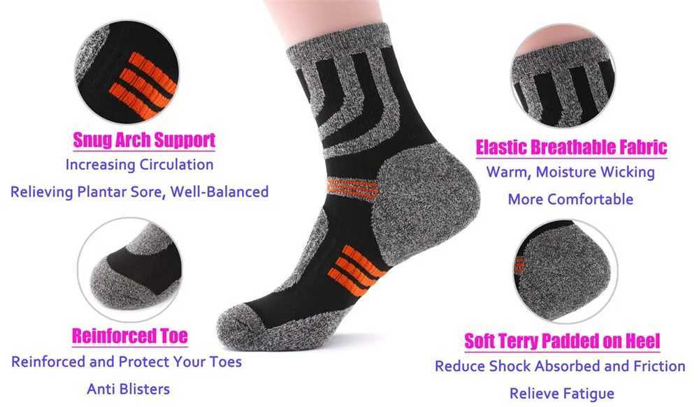 2/3/4/5 Paris Men Anti Blister Winter Terry SOCKS Outdoor Sports Running Cycling Camping Trekking SOCKS Z250610
