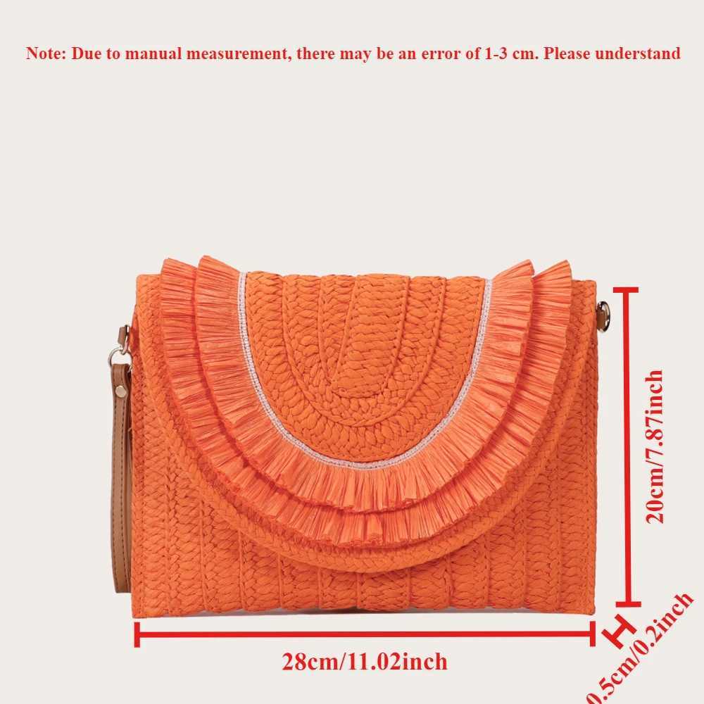 Raffia Straw Woven Bags Fashion Ladies Wrist Clutches Summer Women Shoulder Crossbody Bags Handmade Handbags Purse Beach Bag XJ250610