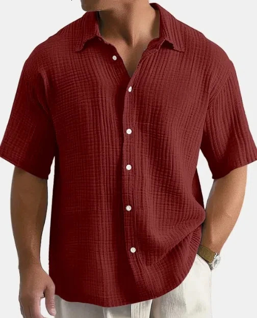 Breathable Hawaiian Style Shirt Mens Summer Loose Casual Short Sleeved Shirt Beach Vacation Street Wear 250611