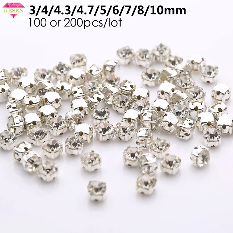 Sell At Loss RESEN Top Quality 310mm Sliver Claw Sew On s Clear Crystal Color Base Sewing Stone DIY Decoration 250606