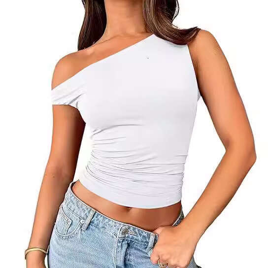Sexy For Hot Girls, Solid Color Tank Top, Summer Off-Shoulder Pullover, Crop Top Women's Fashion B5