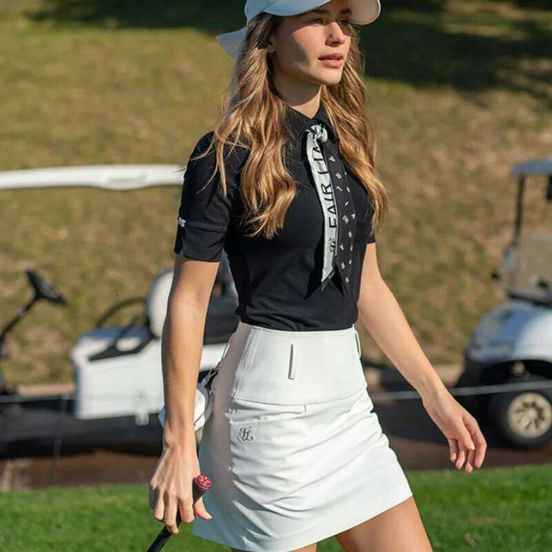 Fairliar2025 Spring/Summer New Golf Clothing Short Sleeve Top With Pearl Butterfly Embellishment, Fashionable And Versatile