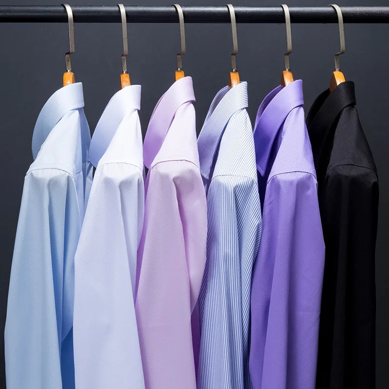 Business Dress Shirt Mens Long-sleeve Autumn Spring Fashion Solid Casual Formal White Work Office Simple Basic Man Clothe S-7XL 250611